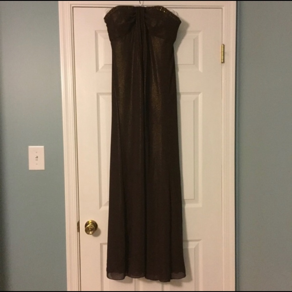David's Bridal | Gold and Chocolate Long Gown, 10